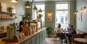 Packaging and Restaurant Interior Sharing the Same Design Style