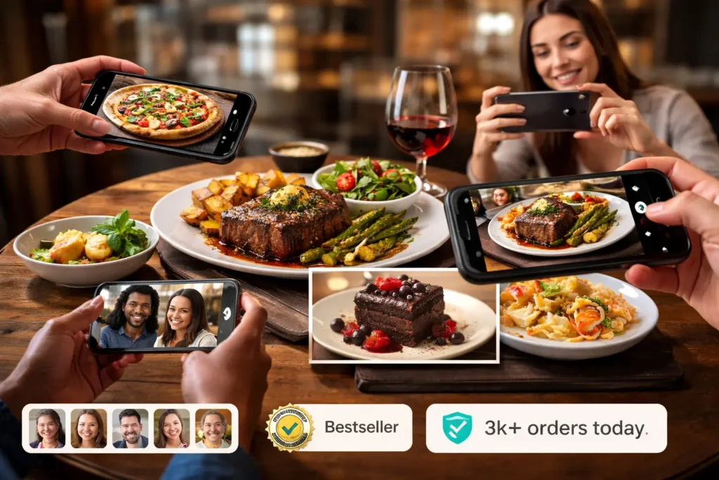 Live images of customers trying your food