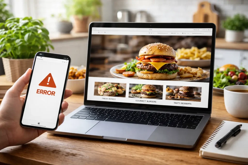 the website showing error when using a mobile phone